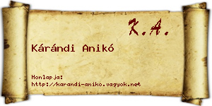 Kárándi Anikó névjegykártya